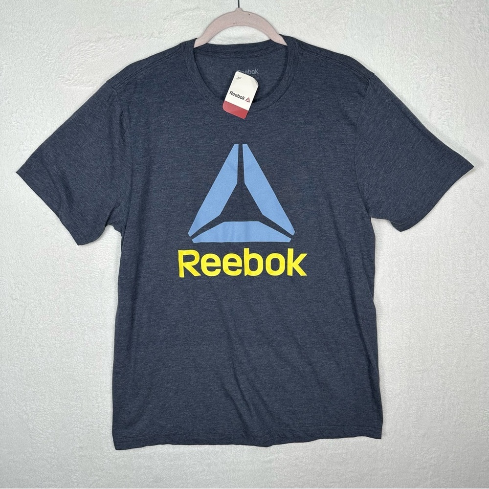 NWT Reebok Men's Large T-Shirt Graphic Logo Navy Tee Top